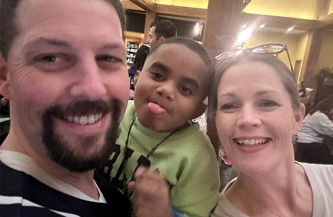 The Stipeck family spends time together at a local business.