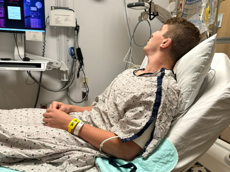 Connor Wetzel getting ready for surgery