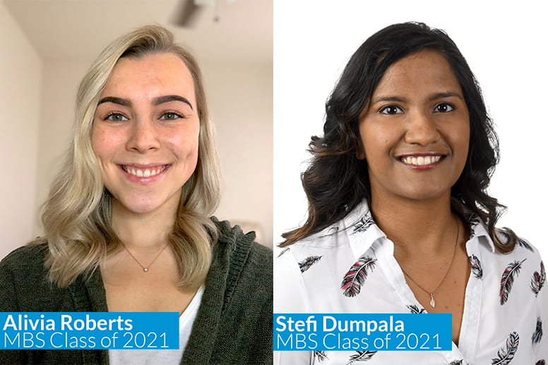 Alivia Roberts and Stefi Dumpala, members of the MBS Class of 2021
