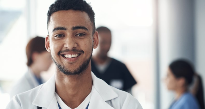 Medical student smiling