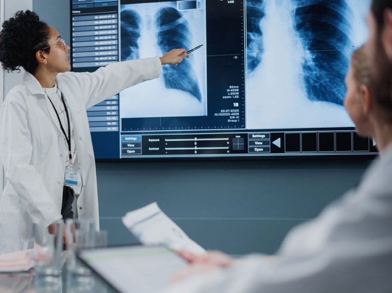Doctors looking at an x-ray 
