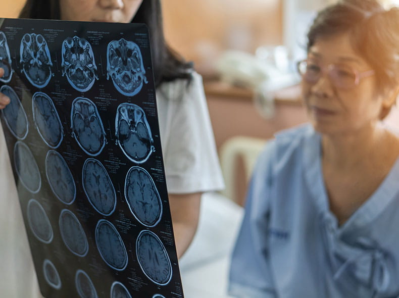 vascular patient reviewing x-rays