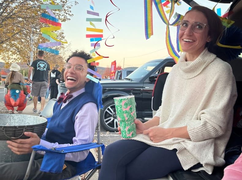 Handing out candy at annual Halloween Trunk or Treat at the local elementary schoo