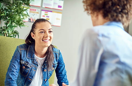 A student having a conversation