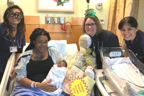 AtlantiCare staff welcomes their 2018 New Year's baby.