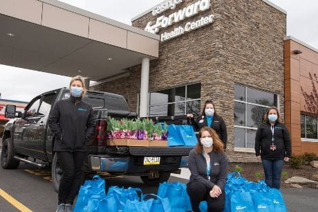 Geisinger 65 Forward employees gathered with Easter deliveries.
