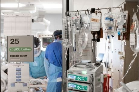 A COVID-19 patient room