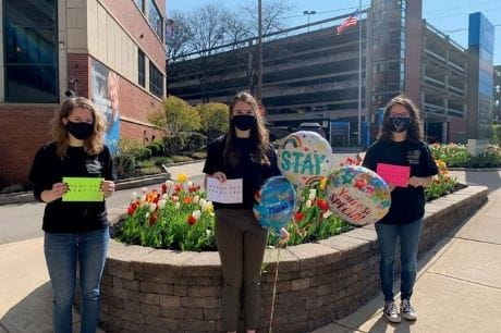 Misercordia University students donating to Geisinger South Wilkes-Barre.