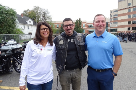 Geisinger Wyoming Valley Medical Center Auxiliary president Lisa Stella, Nero Padilla of Havertown, and Geisinger Northeast Chief Administrative Officer Ron Beer.