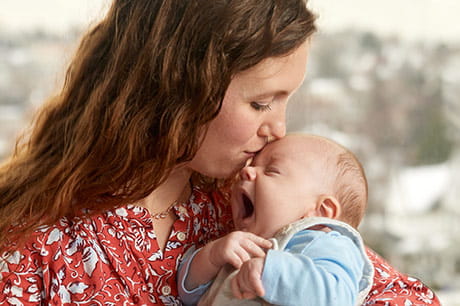 Jackie Compton, with son Forest,  at Geisinger’s new Childbirth Center in Scranton