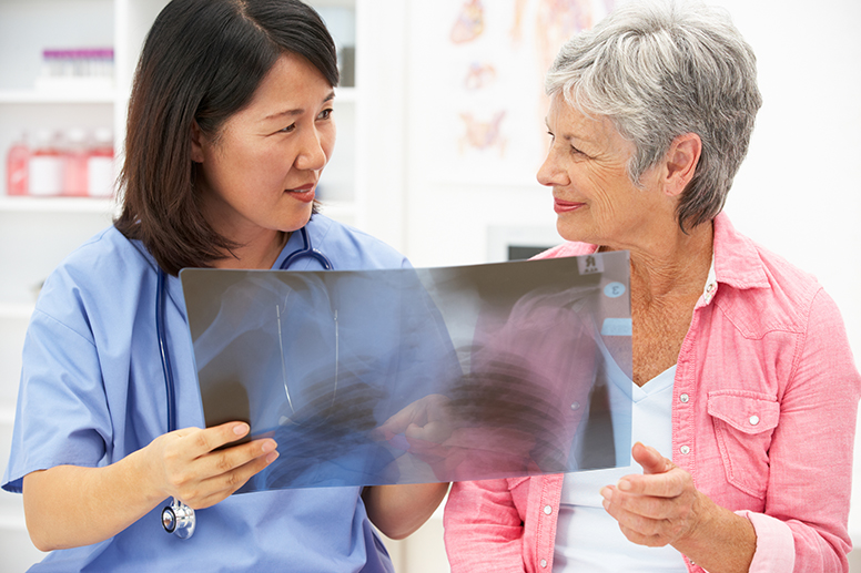 Women reviewing xray image
