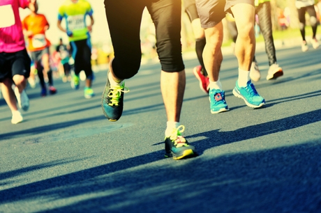 Runners feet on pavement