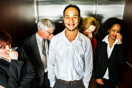 Man farts in elevator