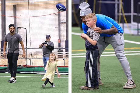 Keaton Ellis and Kalen King give kids tips on their game.