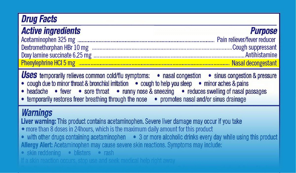  Active ingredient - Phenylephrine - from an over-the-counter decongestant medication.