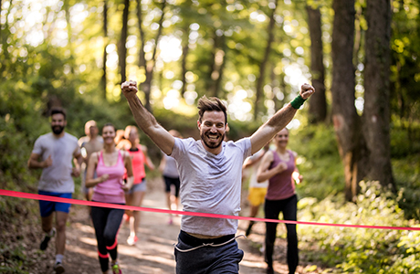A group of people running in a race