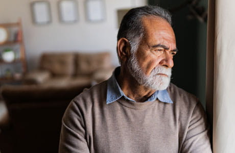 Senior man coping with depression