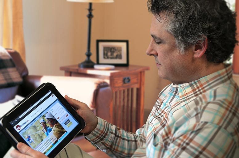 Patient looking at myGeisinger portal via tablet