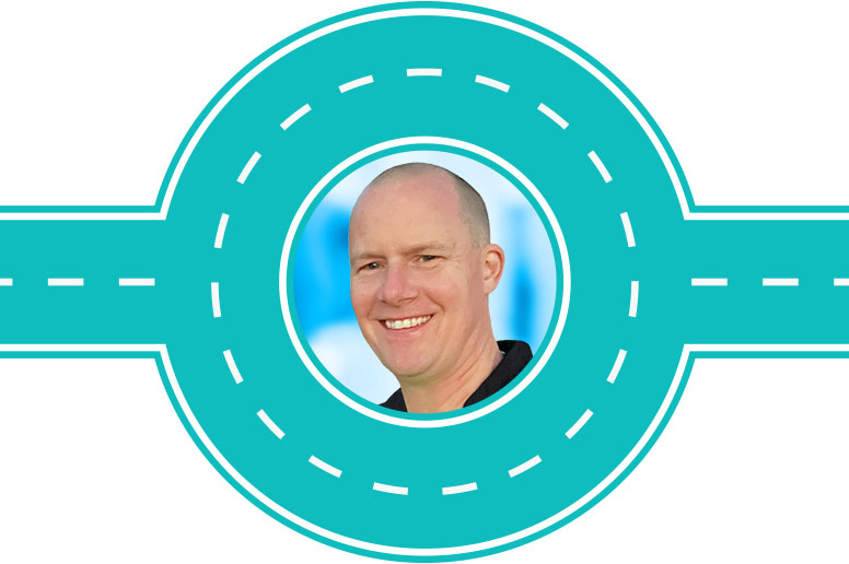 Nurse Kevin McHale is pictured in a colorful graphic border.